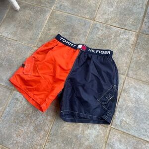 Vintage Tommy Hilfiger Color Blocked Swim Trunks Cargo Size Large Mesh Lined
